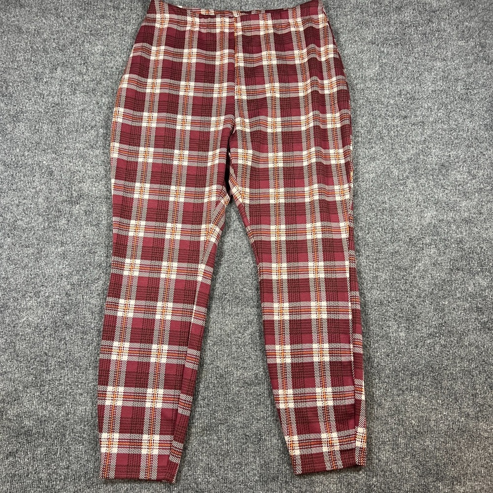 Forever 21 Dress Pants Womens 1X Multicolor Plaid High Rise Skinny Leg Formal